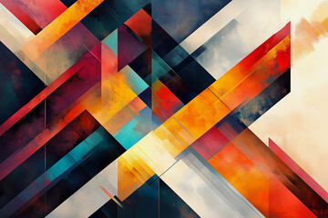 Poster -  colorful wall with many different shapes and colors. The wall is a piece of art and has a vibrant and lively feel to it