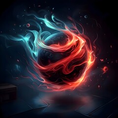 Poster - Mesmerizing Spherical Molecule with Intricate Swirling Patterns Captivating Tendrils of Energy
