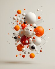 Poster - Globular molecular formation with dynamic intertwined components prismatic energy emanations and abstract geometric architecture  Dramatic clarity