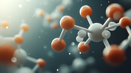Poster - Elegant Molecular Model Showcasing the Inherent Beauty and Tranquil Complexity of Natural Substances in a Warm Muted Color Palette with Hazy Atmospheric Lighting
