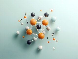 Poster - Captivating molecular structure showcasing the graceful intricate dance of its delicate bonds and orbitals in a mesmerizing 3D rendering