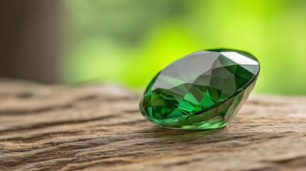 Poster - Radiant Green Gemstone Reflecting Natural Light