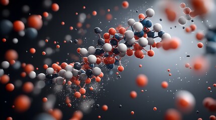 Poster - Mesmerizing molecular structure showcasing intricate and elegant chemical patterns with a dynamic geometric and abstract visual composition  Featuring vivid colors striking lighting