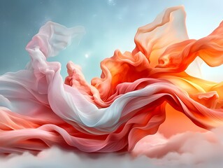 Poster - Luminous shape shifting molecular structure with fluid forms that adapt to changing conditions creating a dreamlike and enchanting visual experience against a serene cosmic backdrop