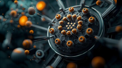 Poster - mesmerizing spherical molecular structure with intricate geometric patterns and captivating energy f