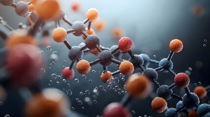 Poster - Visually Stunning Depiction of Intricate Molecular Structures and Captivating Chemical Patterns in Vibrant Colors and Lighting Showcasing the Beauty and Complexity of Modern Scientific Expressionism