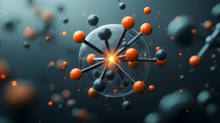 Poster - Captivating Molecular Structure with Radiant Energy Emanating in Intricate Mesmerizing Star like Patterns   Cutting edge Scientific Visualization of a Futuristic Otherworldly and Luminous Concept