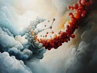 Poster - Ethereal Molecular Structures Fluid luminous organic chemical forms gently undulating in a dreamlike impressionistic natural scene with a contemporary serene and captivating atmosphere
