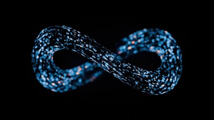 Seamless loop animation. Futuristic Infinity Loop of Binary Code Representing Technology,  AI learning, Digital Data Flow, and Endless Computational Possibilities in Abstract Form
