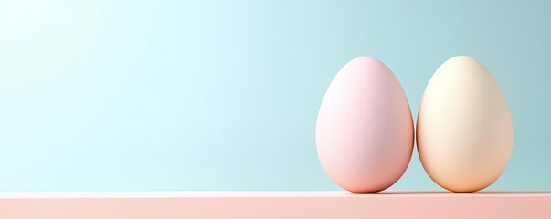 Poster - Two pastel eggs on a soft background, representing springtime and renewal.