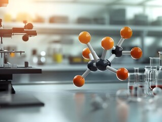 Poster - Fluid and Dynamic Molecular Model Showcasing Intricately Detailed Atomic Bonds and Vibrant Gradients of Colors Pulsating with a Rhythm of Movement and Life