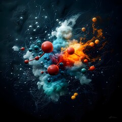 Poster - mesmerizing visualization of a complex atomic pattern featuring vibrant hues dynamic energy field an
