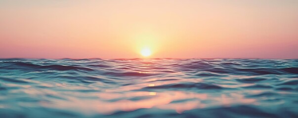 Poster - Serene sunset over calm ocean waves, showcasing vibrant colors in the sky.