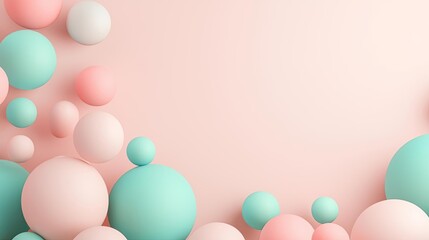 Poster - Colorful spheres in pink and mint on a soft pastel background.