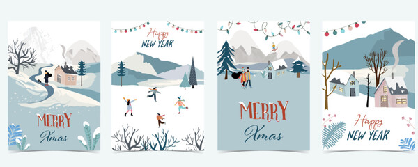 Wall Mural - winter landscape background with mountain,tree for a4 vertical design