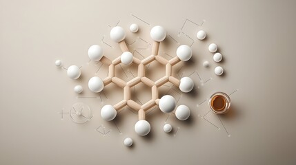 Poster - elegant and harmonious molecular model depicting an intricate lattice of delicate chemical bonds for