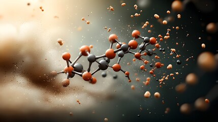 Poster - A tranquil and ethereal molecular model showcasing the elegant simplicity and inherent beauty of a natural substance expressed through an intricately interconnected design and a warm
