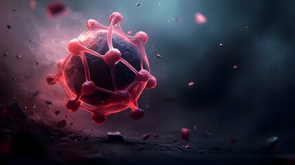 Poster - Captivating and Ethereal Spherical Molecule Morphing and Shifting in Response to its Dynamic Futuristic Landscape Environment Vibrant Digital Art with Sci Fi Inspired Aesthetics