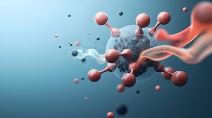 Poster - A mesmerizing digital showcasing an intricate spherical molecular structure with dynamic energy flows and vivid color gradients creating a futuristic scientific visualization of abstract beauty