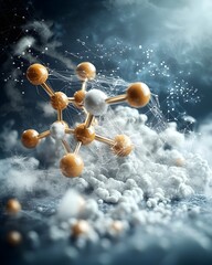 Poster - Ethereal Molecular Structure Manifesting in Unexpected and Imaginative Way   A Captivating Interplay of Organic and Geometric Elements Depicting the Unseen Forces that Govern the World of Chemistry