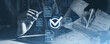 © ImageFlow - Hands with stylus reviewing documents, digital checkmarks overlay. Blue-toned style, business evaluation concept, approval process
