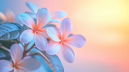 Aufkleber - Delicate flowers with pastel colors against a soft, colorful background.