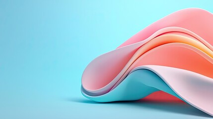 Aufkleber - Colorful wavy shapes on a blue background, creating a modern abstract design.