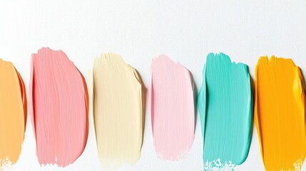 Poster - Colorful paint strokes on white background, artistic and vibrant design.