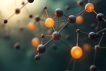 Poster - Ethereal Molecular Symphony Glowing orbs traverse an intricate lattice of interconnected energy nodes showcasing the delicate and intricate nature of molecular structures within a serene