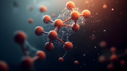 Poster - Captivating Molecular Structures A Vibrant Digital of Complex Organic Compounds with Intricate Web like Patterns Luminous Glow and a Sense of Kinetic Energy and Interconnectedness