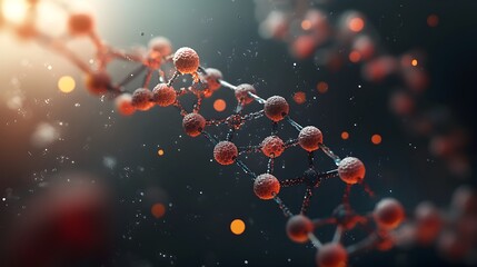 Poster - Captivating molecular structure with intricate organic geometries interlocking shapes and striking bioluminescent elements  This digital rendering showcases a futuristic