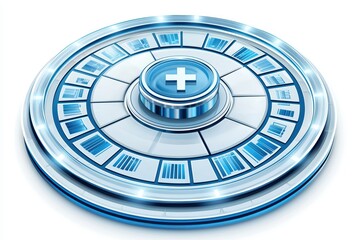 Poster - Futuristic medical interface design featuring a circular control panel with symbols on a white background.