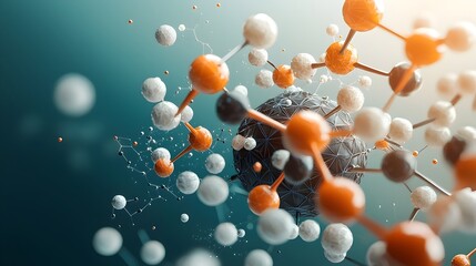 Poster - Vibrant Molecular Structures in Dynamic Metamorphic Forms with Cinematic Lighting   An abstract and futuristic digital art composition showcasing fluid