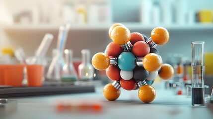 Poster - captivating molecular structure a precise scientific visualization in modernist aesthetic showcasing