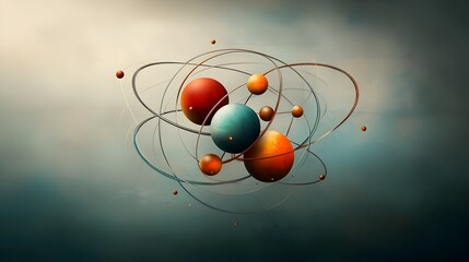 Poster - Harmonious Molecular Structure A Geometrically Precise and Aesthetically Balanced Digital Artwork Depicting the Elegant Design of Nature s Molecular Bonds and Orbital Patterns in a Refined