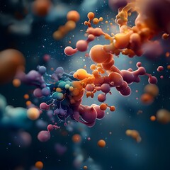 Poster - Mesmerizing Molecular Form Flowing Prismatic Bonds of Ethereal Digital Energy   A captivating abstract representation of the intricate and dynamic nature of molecular structures