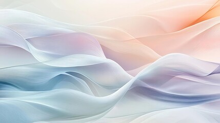 Poster - Abstract wave pattern in soft pastel colors, white isolated background.
