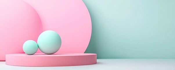 Aufkleber - Colorful geometric shapes on a pastel background, modern design element.
