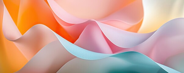 Poster - Colorful abstract waves of soft fabric in pastel shades.