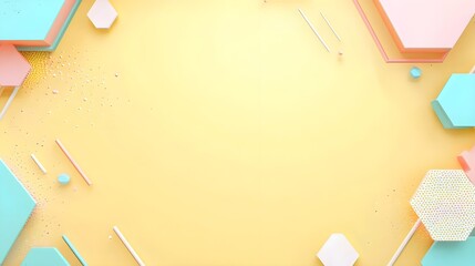 Poster - Abstract Geometric Shapes on Yellow Background