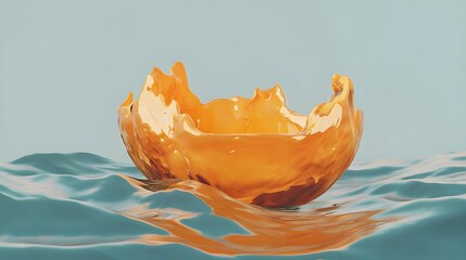 Poster - Abstract Orange Liquid Splash on Blue Background