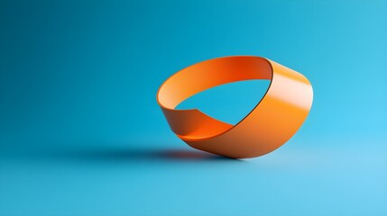 Poster - Abstract Orange Shape on Blue Background