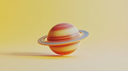 Poster - Abstract Planet with Rings on Yellow Background