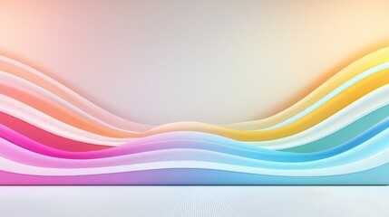 Fototapete - Softly curved rainbow stripes with seamless transitions, creating a vibrant and playful background with energy and color.