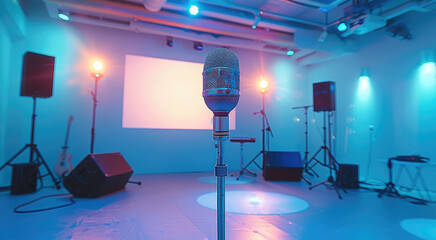 Poster - A room with a variety of concepts and film yourself singing in a music video. This is a coin karaoke space that recreates the scene of an idol music video. clean design, trendy and calm.