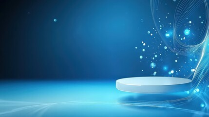 Fototapete - Gradient blue backdrop with abstract line patterns, creating a professional look with a touch of style.