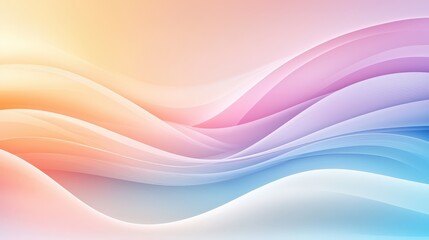 Poster - Wavy rainbow background with soft color transitions and gentle curves, creating a lively and energetic visual perfect for fun designs.