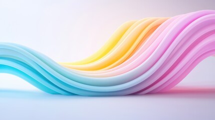 Poster - Fun rainbow background with soft, wavy stripes and effortless color transitions, creating a bright, joyful visual effect.