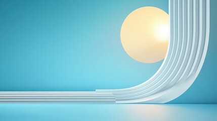 Poster - Minimalist blue backdrop with intersecting straight lines, perfect for tech-inspired designs or clean layouts.