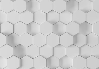 Sticker - White glossy hexagons background pattern. Abstract hexagonal texture. 3D rendering